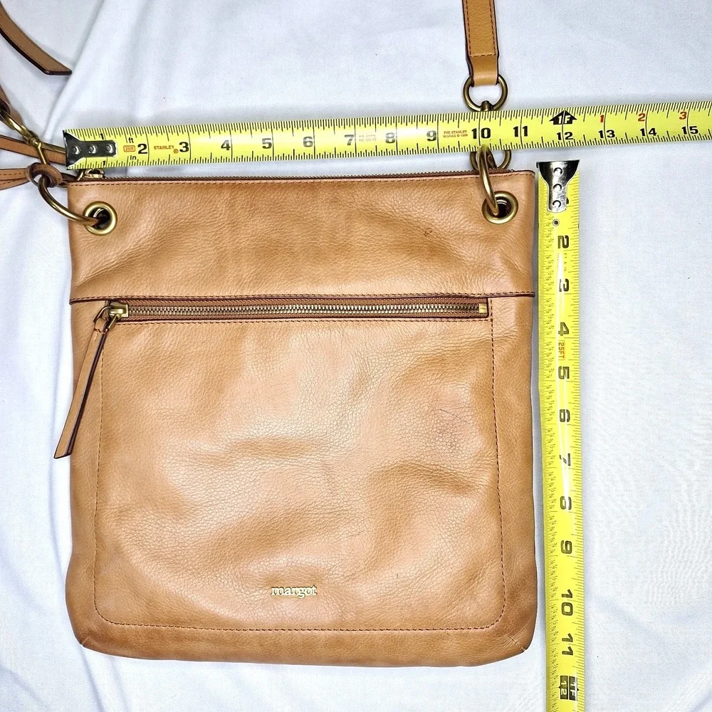 Margot New York Leather Messenger Hobo Handbag Purse‎ Cognac Shoulder Bag Brown